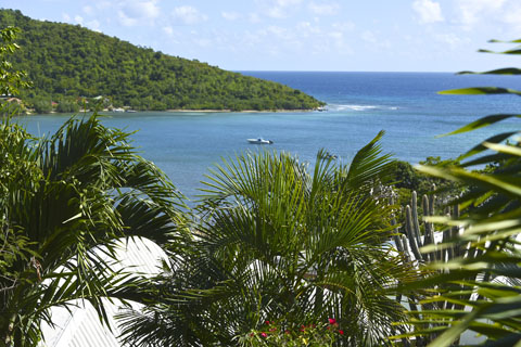 St. John Rental - bay view from above the cottage
